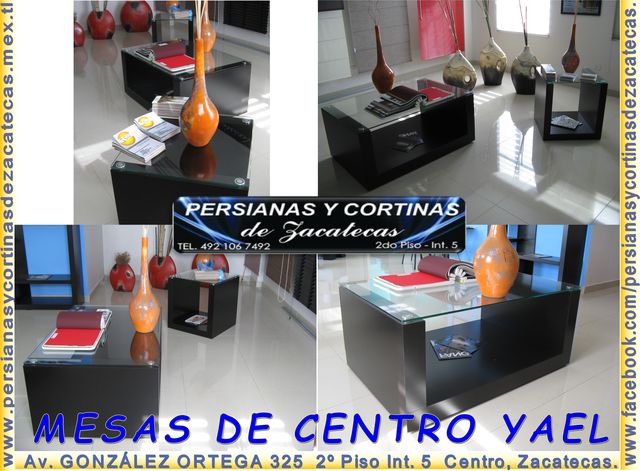 ¿que estas esperando? LLEVATELA HOY MISMO... Y CONOCE LA COLECCIÓN DE MUEBLES QUE HEMOS TRAÍDO PARA TI, AQUÍ EN PERSIANAS Y CORTINAS DE ZACATECAS.... 
*JUEGO DE MESAS YAEL* 
CONSTA DE 3 PIEZAS, DOS LATERALES DE 0.60 *0.60*0.60 Y LA MESA CENTRAL DE 1.20*0.