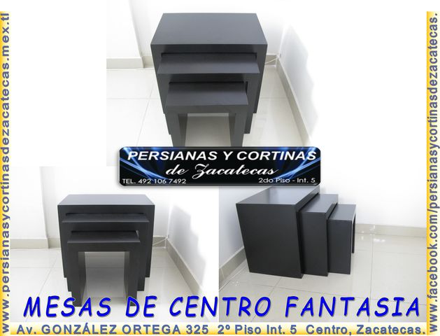 ¿POCO ESPACIO? ¡TENEMOS LA SOLUCIÓN!
TE PRESENTAMOS ESTE JUEGO DE MESAS DE CENTRO FANTASÍA COMPACTAS, JUZGUE USTED MISMO... SON MUEBLES MANUFACTURADOS EN MDF CON TERMINADOS CON PINTURAS Y LACAS DE POLIURETANO. DIMENSIONES: MESA UNO LARGO 0.36* ANCHO 0.30*