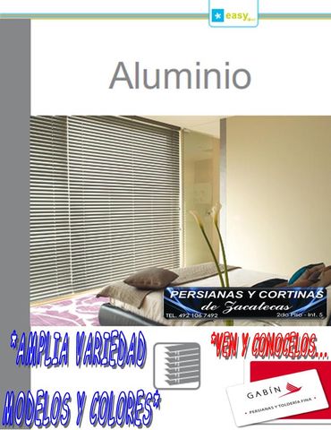 NO PODRÍA FALTAR EN ESTA COLECCIÓN DE *EASY BLIND* DE LA MARCA GABÍN 
*LAS PERSIANAS DE ALUMINIO*
BELLEZA Y DURABILIDAD, DURADERAS Y VERSÁTILES, BRINDAN UNA AMPLIA VARIEDAD DE POSIBILIDADES PARA LA DECORACIÓN.
*Las Persianas de Aluminio ofrecen una elegan